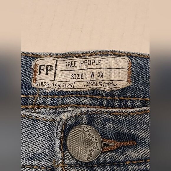Free People Rolled Hem Button Fly Denim Shorts, Distressed, frayed Hemline | 29 - Picture 10 of 10